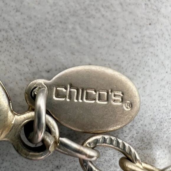 Chico's Rhinestone Station Silver Tone Chain Link Necklace - Picture 11 of 11